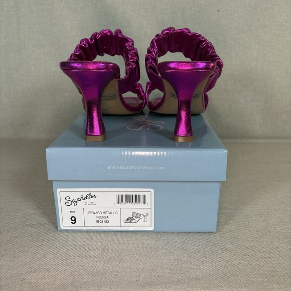 Seychelles Leeward‎ Metallic Pink 2 Strap Slip On Heels Heeled Sandals Size 9 - Picture 5 of 8
